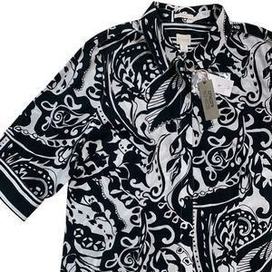 NWT Chico’s No-Iron 100 Percent Cotton Button Down  Top Size 16 (A7)